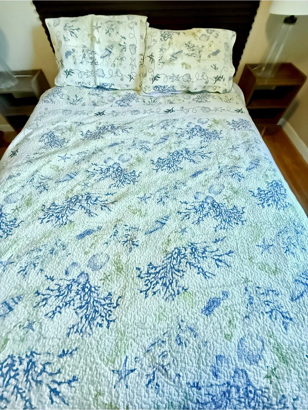 Coastal Floral Quilted Bedspread